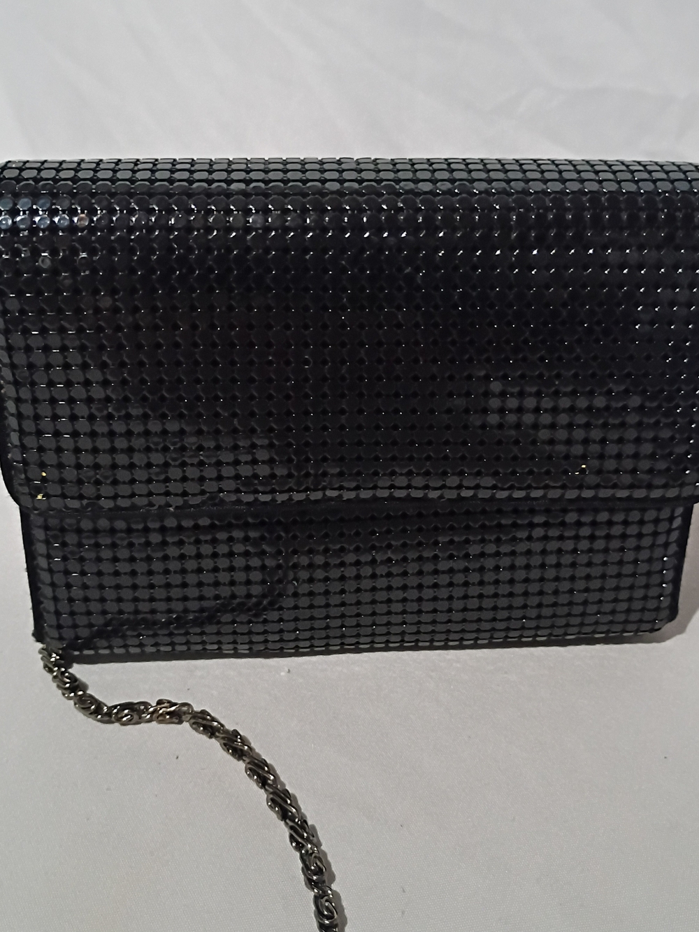 Black Sequin Evening Clutch with Chain Strap